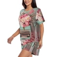 thumbnail image 2 of Lsque Vintage Typewriter Floral Women's Short-Sleeved Pajama Set - 2 Piece Soft and Lightweight Sleepwear Set-Medium, 2 of 9