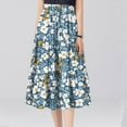 thumbnail image 5 of bbyeadc Maxi Skirts for Women Summer Tiered Elastic High-Waist Floral Skirt Comfy Drawstring Pleated Skirts Women Midi Length Trendy Boho Holiday Skirt, Royal Blue XL, 5 of 7