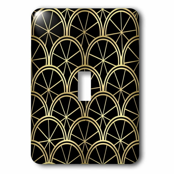 3dRose, Art Deco Pattern Black and Gold, single toggle switch
