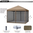 thumbnail image 2 of ABCCANOPY 10 ft x 10 ft Easy Pop up Outdoor Canopy Tent With Netting, Khaki, 2 of 6