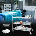 thumbnail image 2 of 3 Tier Heavy Duty Utility Cart with Lockable Wheels 220lb Capacity Stainless Steel Rolling Cart for Kitchen Restaurant Hospital Laboratory and Home（37.4" x 19.7" x 37.4"）, 2 of 8