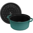 thumbnail image 3 of Staub Cast Iron 7-qt Round Cocotte - Turquoise, 3 of 7