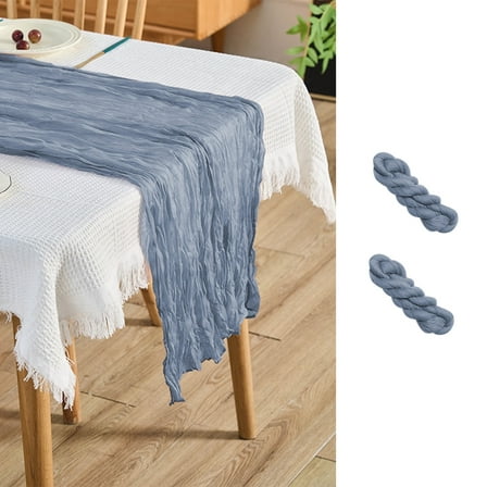 Gogreen 1 Pack Table Runner 35x120 Inches for Baby Shower Decoration Gauze Table Runner for Wedding Party First Communion Centerpiece Engagement Bridal Shower Boho Decoration (Blue)