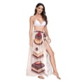 thumbnail image 2 of FORMRS Womens Long Sarong Beach Wrap Semi-Sheer Bikini Skirt Bathing Swimsuit Cover Up, Pink Cakes, 2 of 7