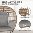 thumbnail image 5 of Wicker Egg Chair with Ottoman,Outdoor Indoor Large Egg Basket Lounge Recliner Chair with Thick Cushion for Patio Porch Backyard, 5 of 7