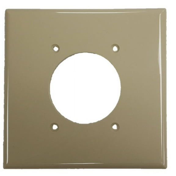 Cooper Wiring Devices PJ703V 2-Gang Single Receptacle Wall Plate, 2.15 Inch Diameter Opening, Unbreakable Polycarbonate, Mid-Size, Ivory