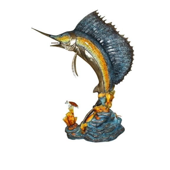 Large Sailfish Bronze Statue -  Size: 38"L x 24"W x 67"H.