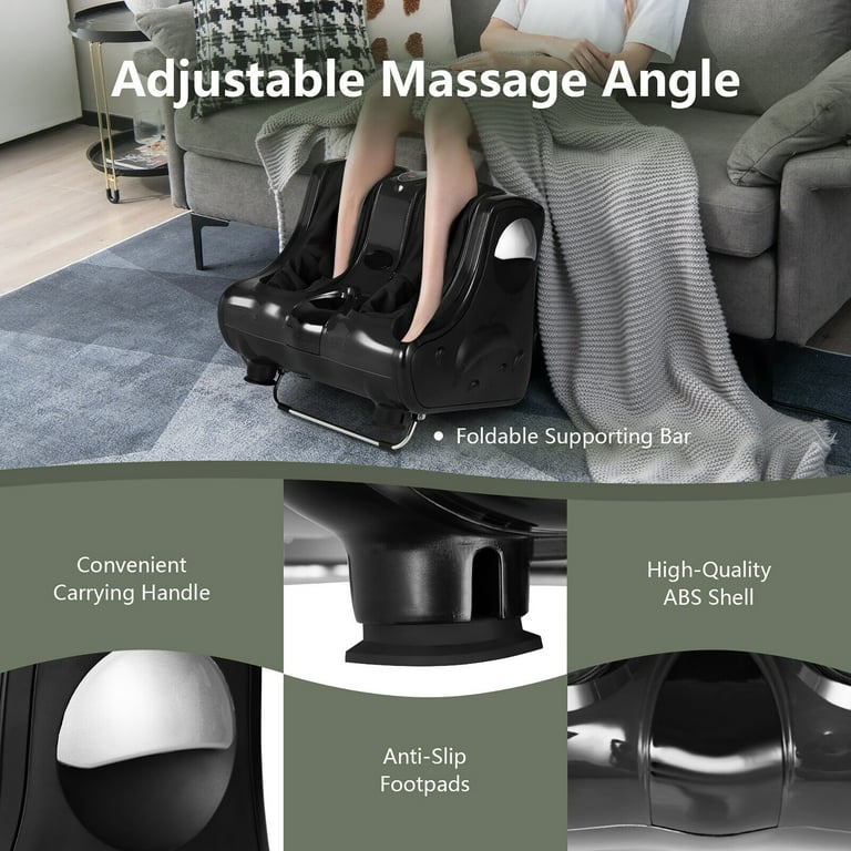 Gymax Foot Calf Massager w Heat Vibration Deep Kneading Shiatsu Foot Massage Machine