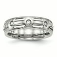 thumbnail image 1 of Stainless Steel Polished Grooved CZ Ring Size 10.5, 1 of 6