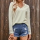 thumbnail image 4 of Mujeres Tops Camisas Blusas Elegantes Casuales Camisas de manga larga Jersey de moda Cuello en V Encaje Soild Odeerbi ODB-5, 4 of 7