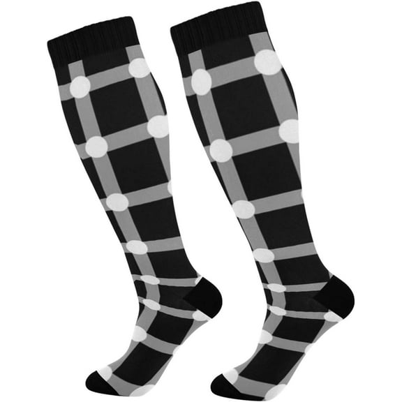 GZHJMY Buffalo Plaid Compression Socks, Women Men Long Stocking (20-30mmHg), Travel Knee High Stockings for Athletic Sports,Running,Cycling,Nursing