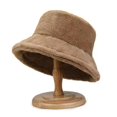 thumbnail image 4 of Gorro de pescador de piel de conejo de imitación gruesa para mujer, de invierno, combinable, de color sólido, cálido y resistente al frío, de piel sintética, 4 of 5
