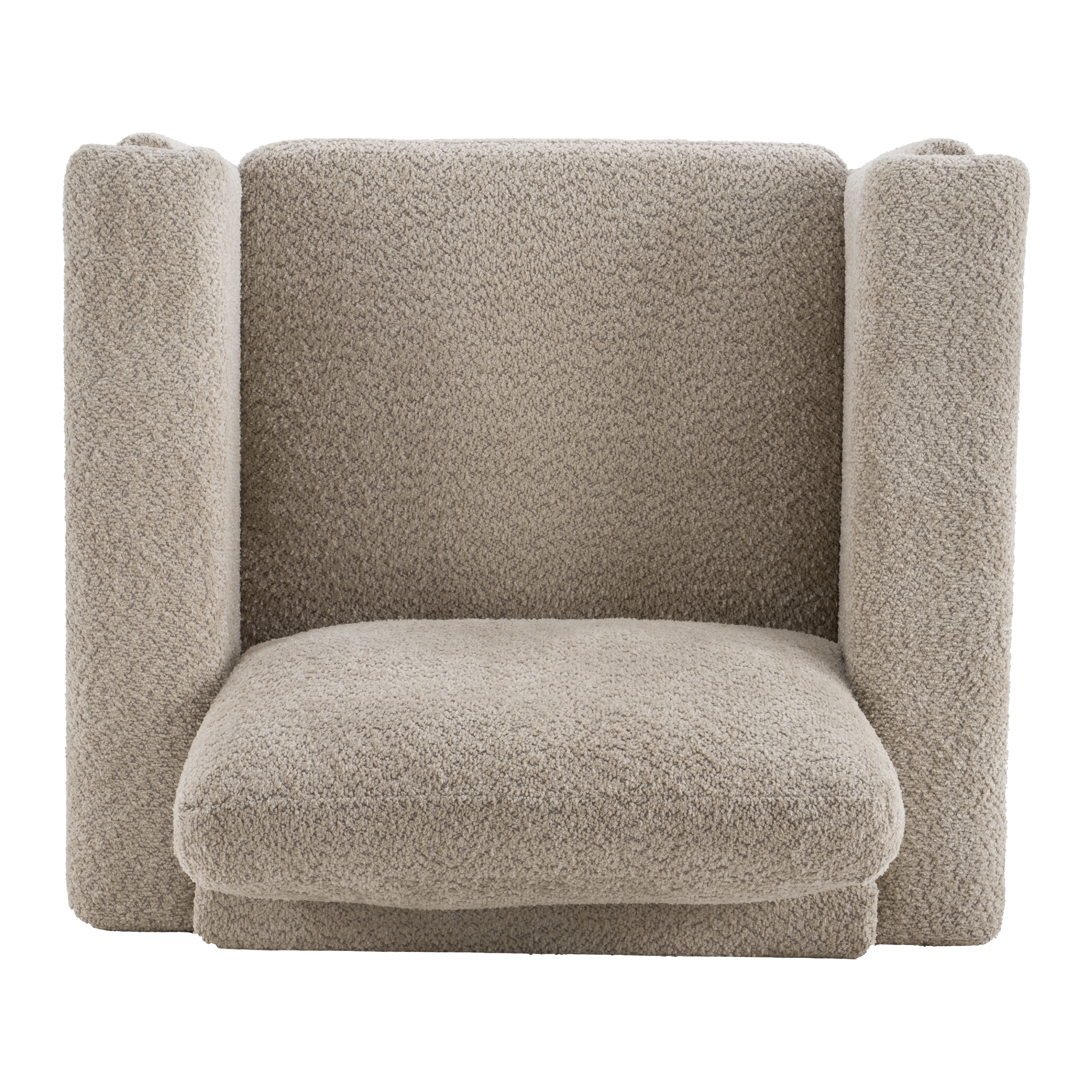 Euroco Modern Upholstered Accent Chair with Armrests, Boucle Fabric Armchair Comfy Reading Chair with Solid Wood Legs & Thick Cushion, Square Arm Club Chair for Living Room Bedroom Office,Brown