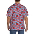 thumbnail image 3 of Uemuo Strawberries Pattern Cotton Linen Short Sleeve Shirts,Casual Lightweight Button Down Shirts,Vacation Beach Summer Tops-Large, 3 of 7