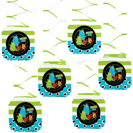 Monster Bash - Little Monster Birthday Party or Baby Shower Hanging Decorations - 6 Count