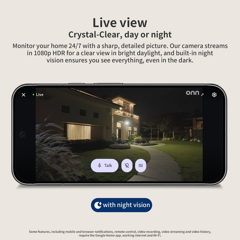 onn. Outdoor Camera Plug-In 1080p HDR with Google Home photo 8