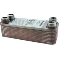 B3-12A 20 Plate Stainless Steel Heat Exchanger with 3/4" Hose Barb Ports Copper Brazed