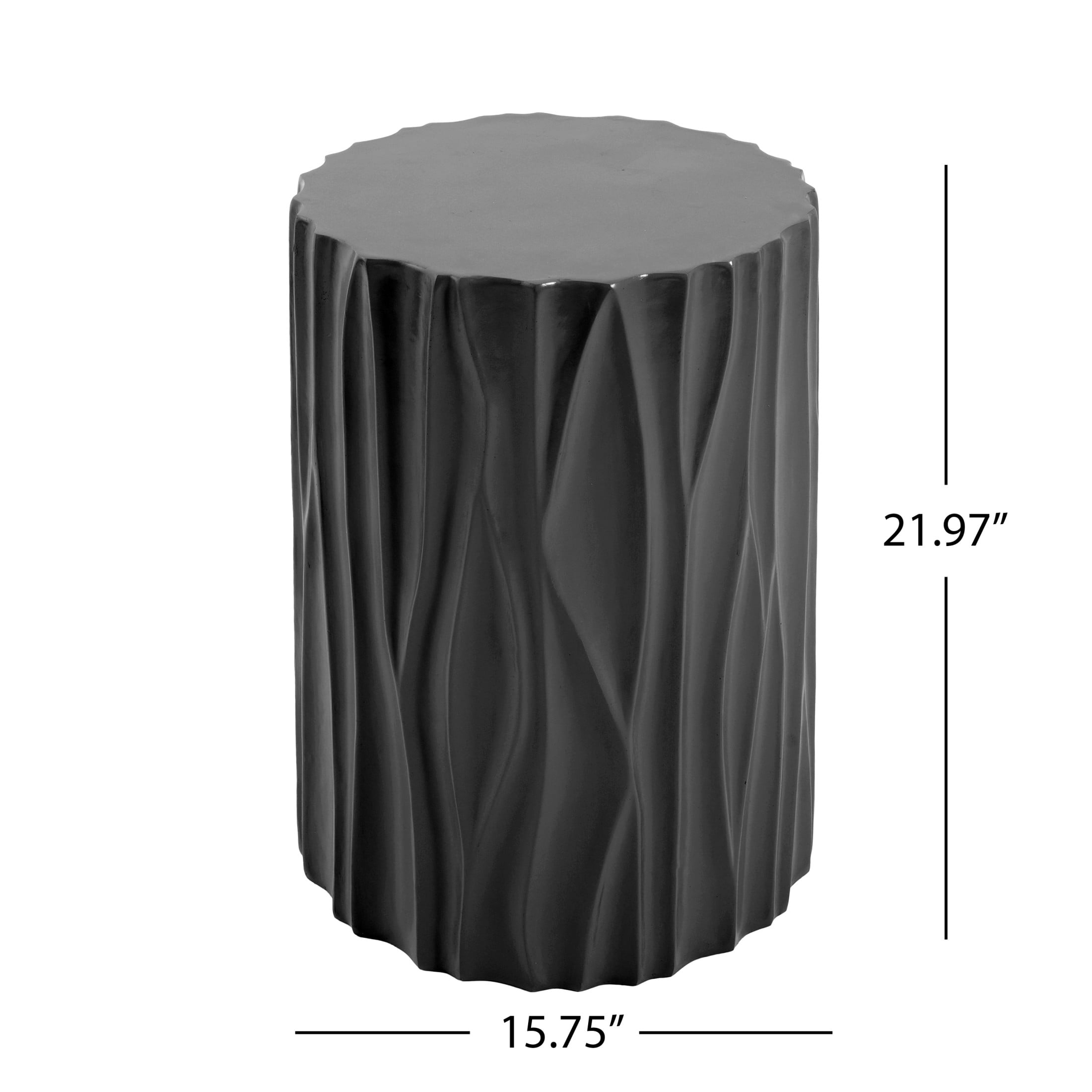 Christopher Knight Home 15.75" MGO Side Table, Wave Textured Accent End Table for Indoor & Outdoor, Black