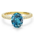 thumbnail image 3 of Gem Stone King 14K Two Tone Gold London Blue Topaz and Lab Grown Diamond Engagement Ring for Women | 3.16 Cttw | Oval 10X8MM | Gemstone November Birthstone | Size 7, 3 of 6
