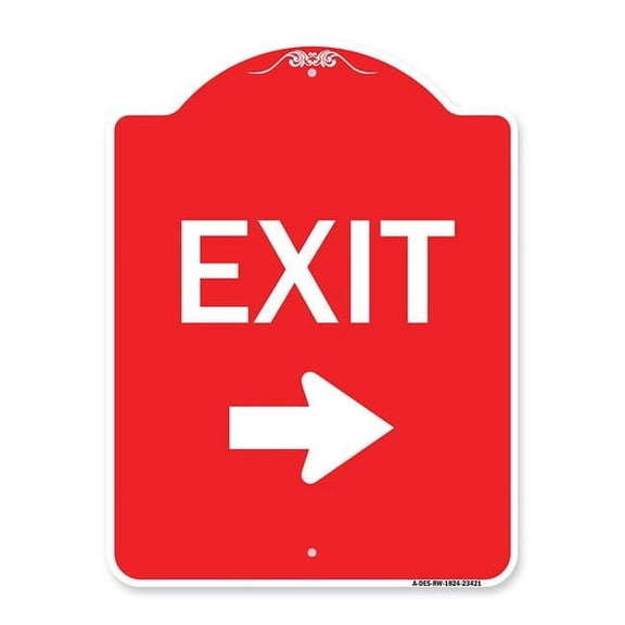 SignMission A-DES-RW-1824-23421 18 x 24 in. Designer Series Sign - Parking Lot Sign Exit Sign & Right Arrow, Red & White