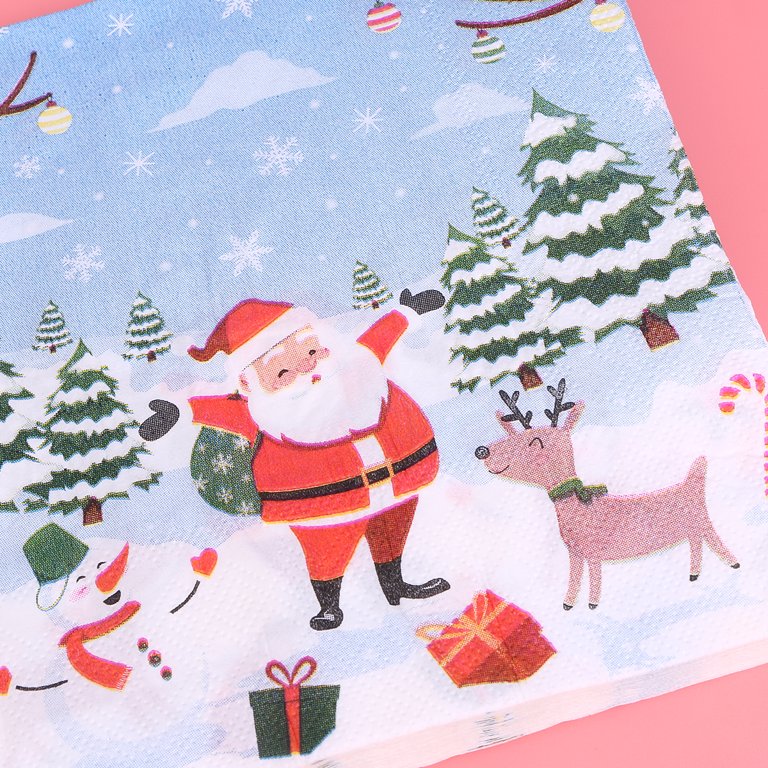 25pcs Christmas Themed Disposable Paper Plates With Santa Claus