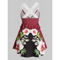 thumbnail image 2 of Más el tamaño de los encajes de ganchillo de la impresión floral del entrecruzamiento Tank Top Rosegal Camisetas sin mangas de talla grande, 2 of 5