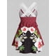 thumbnail image 2 of Más el tamaño de los encajes de ganchillo de la impresión floral del entrecruzamiento Tank Top Rosegal Camisetas sin mangas de talla grande, 2 of 5
