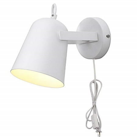 

FSLiving Macaron Wall Sconce Frosted Paint Body Wall Lamp with 6 ft Plug-In Cord for Bedside Bathroom Vanity - 1 Light( White )