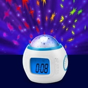 LED Star Sky Projection Lamp Digital Alarm Clock Kids Music Calendar Thermomet