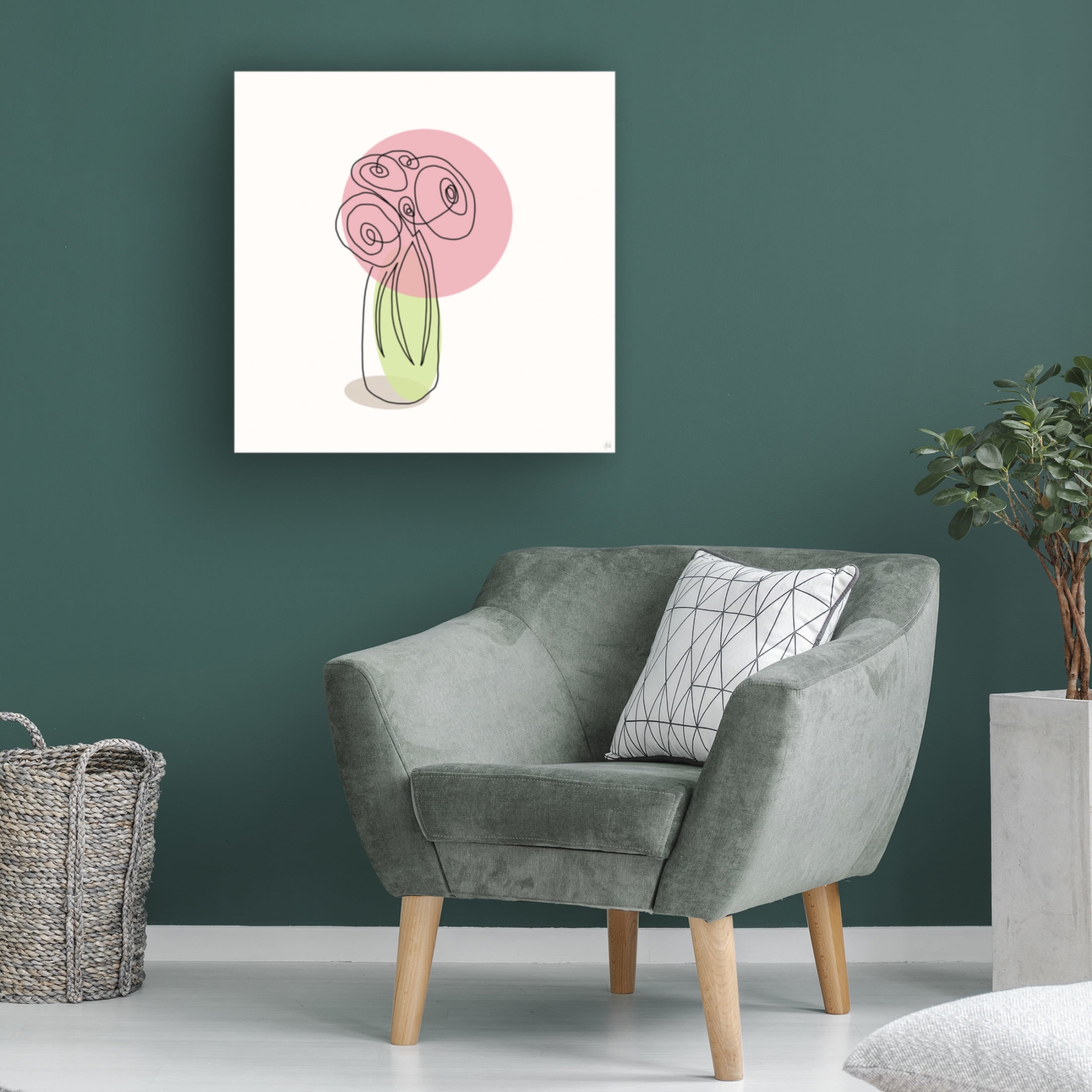 Canvas Wall Art - Line and Brush 'Line Modern 1' Wall Art for Living Room, Bedroom, or Office Décor by Trademark Fine Art - 14 x 14 Inches
