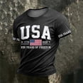 thumbnail image 2 of Glisme 4Th Of July Men'S T-Shirt American Flag Letter Print Short Sleeve Crew Neck Tops Summer Independence Day Casual Men Tees Size L Black, 2 of 3