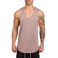 thumbnail image 2 of Men'S V-Neck Gym Bodybuilding Stringer Tank Top Workout Muscle Cut Shirt Fitness Sleeveless Vest Dri-Power Cotton Blend & Tanks, Moisture Wicking, Odor Protection Khaki M, 2 of 5