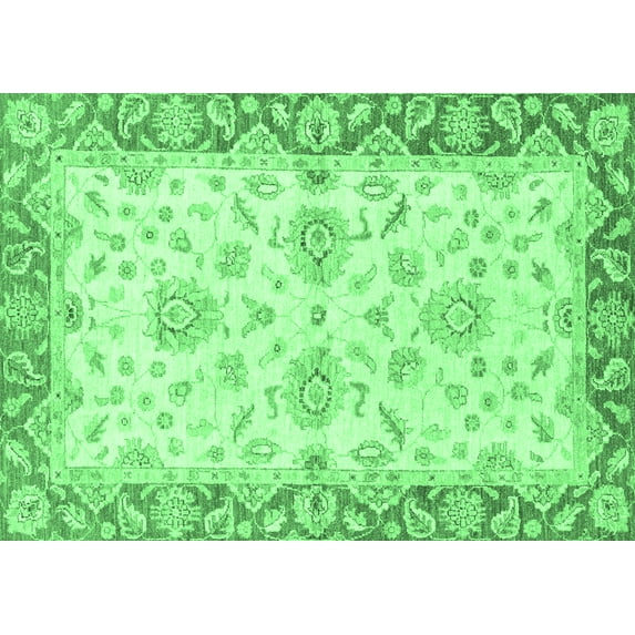 Ahgly Company Indoor Rectangle Oriental Emerald Green Traditional Area Rugs, 8' x 12'