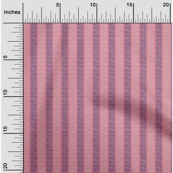 oneOone Cotton Cambric Fabric Stripe Block Printed Fabric 1 Yard 56 Inch Wide