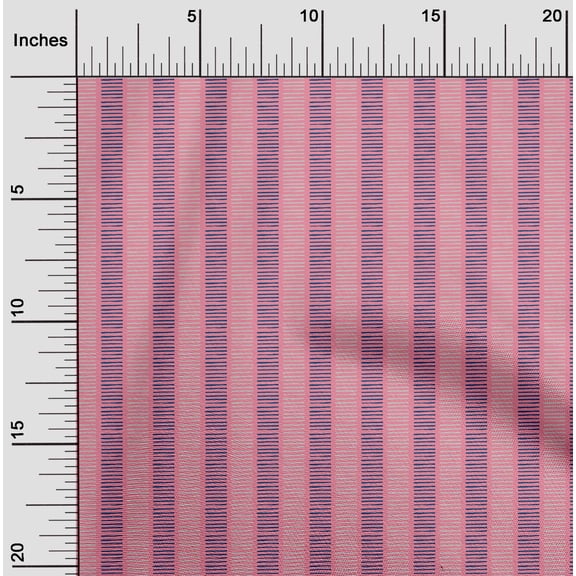 oneOone Georgette Viscose Fabric Stripe Block Printed Fabric 1 Yard 42 Inch Wide
