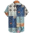 thumbnail image 2 of Camisas lisas de patchwork para hombre, ropa sencilla con estampado 3D, camisas hawaianas de playa, blusas Y2K de manga corta, ropa vintage, blusa con solapa, 2 of 5