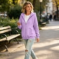 thumbnail image 6 of VV AVEORS Womens Zip Up Hoodies 2026 Oversized Sweatshirt Spring Fall Layering Jacket With Pockets Track Jackets Cozy Fleece Winter Clothes Light Purple L, 6 of 8