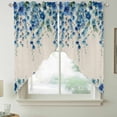 thumbnail image 2 of Spring Blue Floral Swag Valances for Windows 2 Pack, Kitchen Window Curtains 36 Inch Length, Farmhouse Weeping Floral Leaves Burlap Privacy Swag Curtains for Living Room/Bathroom 36"x36", 2 of 8
