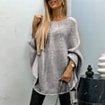 thumbnail image 3 of Women'S Elegant Knitted Cape Sweater Crew Neck Long Sleeve Baggy Tops Fashion Knitted Shawl Sweater Grey M, 3 of 6