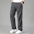 thumbnail image 2 of SAWOBUUN Mens Solid Pants Straight Elastic Waist Pants Relaxed Fit Jogger Trousers with Zipper Pockets, 2 of 8