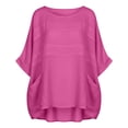 thumbnail image 3 of cocolona Womens Summer Linen Tops Crew Neck 3/4 Sleeve T-Shirts Fashion Casual Loose Solid Color Blouses, 3 of 7