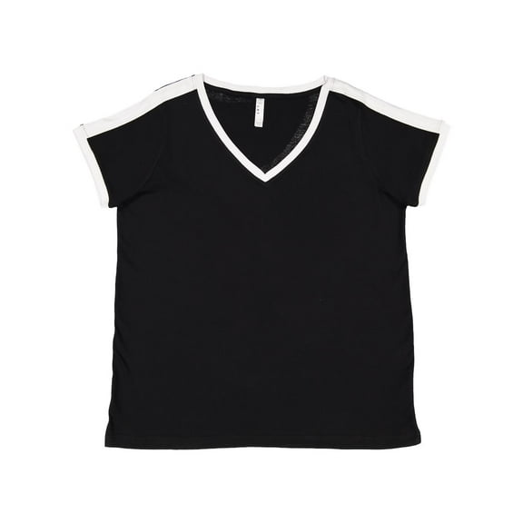 Women's Curvy Retro Ringer Premium Jersey V-Neck Tee