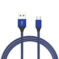 thumbnail image 4 of Bemz USB Cable Compatible with Moto G Power, G Pure, Edge, G100, G Stylus 5G, One 5G Ace, G Play, G Fast, Heavy Duty Nylon Braided USB Type-C (USB-C to USB-A) Cable - 6.5 Feet (2 Meters) - Blue, 4 of 6