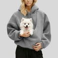 thumbnail image 4 of Women's Pet Pouch Hoodie with Kargo Pocket Dog Pouch Sweatshirts Long Sleeve Pets Carrier Pullover Animal Holder Tops (L, Gray-1), 4 of 8