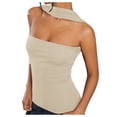 thumbnail image 1 of Women's Y2K Halter Tube Tops Summer Strapless Ruched Open Back Slim Fit Bandeau Tank Tops, 1 of 2