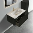 thumbnail image 4 of 30" Striped Brushed Black Oak Floating Bathroom Vanity with White Ceramic Sink, Bathroom Vanity for Modern Bathroom, One-Piece White Basin without Drain, Pre-assembled, 4 of 9