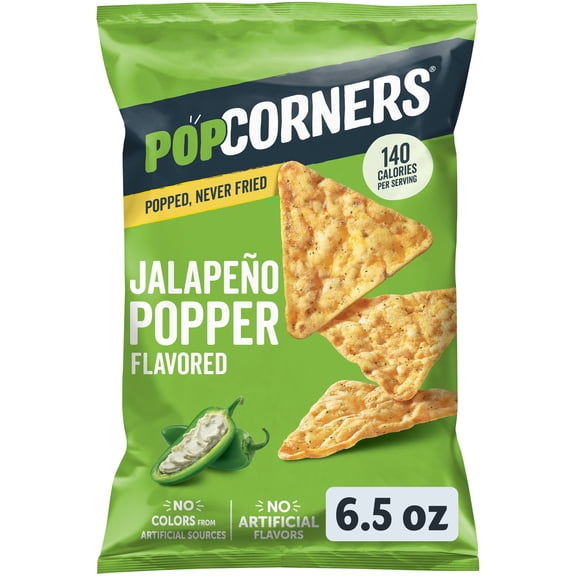 PopCorners No Artificial Colors or Flavors Jalapeno Popper Popped Corn Chips Bag, 6.5 oz​