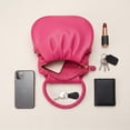 thumbnail image 5 of ZhangC Mini Ruched Puffy Clutch Handbag for Women, 7.9 Inch Small Zipper Wallet Crossbody Purse with Round Top Handle, Casual Evening Phone Card Bag, Shopping and Daily Use, Pink, 5 of 6