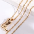 thumbnail image 6 of Valentine Jewelry Western Cowboy Boots Necklace Babstract Face Copper Plated Real Gold Lock Chain Mom Gifts Mother's Day Gifts Necklace Birthstone Necklace for Mom Birthday Gifts for Mom Gifts from D, 6 of 9