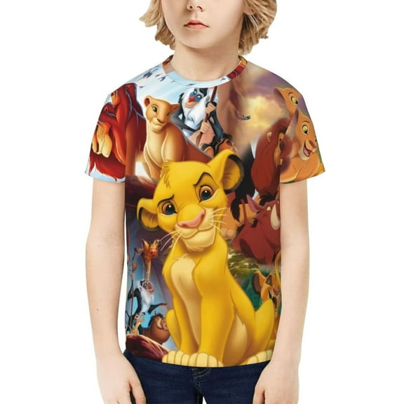 The Lion King Boys Girls T-Shirts Graphic Print Short Sleeve Tops Casual Crew Neck T-Shirt Streetwear for Youth Kids